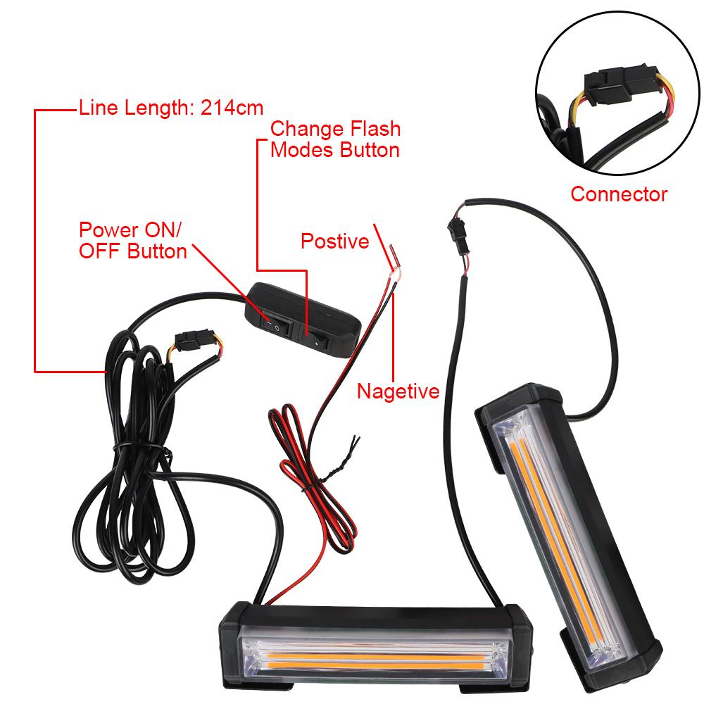 40 Вт COB светодиодный предупредительный световой сигнал на передней решетке автомобиля, мигающая лампа 12 В, мини-стробоскоп, аварийная световая панель для пожарной машины, полиции