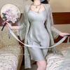 Sexy pajamas women's 1011 new summer ice silk high-end pure desire suspender nightgown nightgown loungewear set
