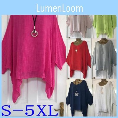 Стильная женская блузка-кафтан большого размера свободного кроя с рукавами 3/4 для летних прогулок