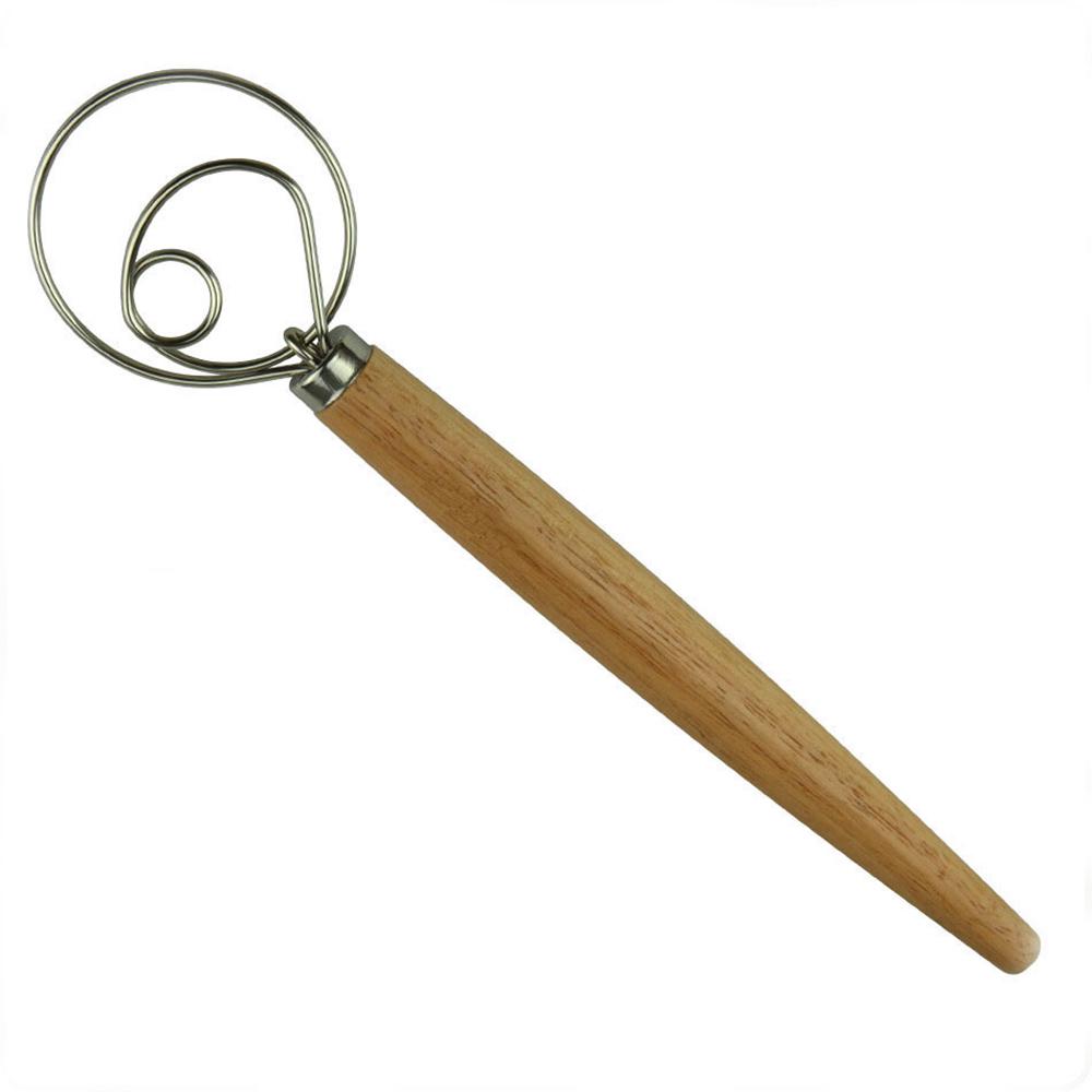 Датский блендер для теста из нержавеющей стали с деревянной ручкой, венчик для хлеба, инструмент для выпечки