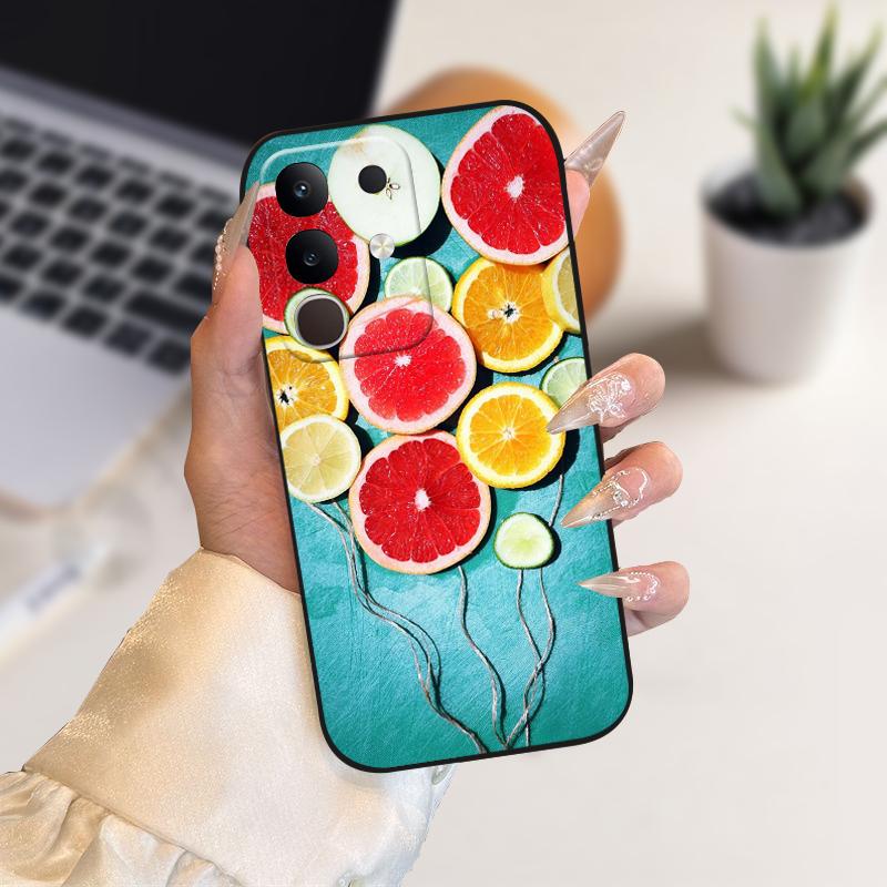 Для vivo Y29 4G Чехлы Y 29 Милый Мультяшный Принт Черный Мягкий Силикон ТПУ Чехол для Телефона Для Vivo T4x 5G Защитный Fundas Чехол Capa