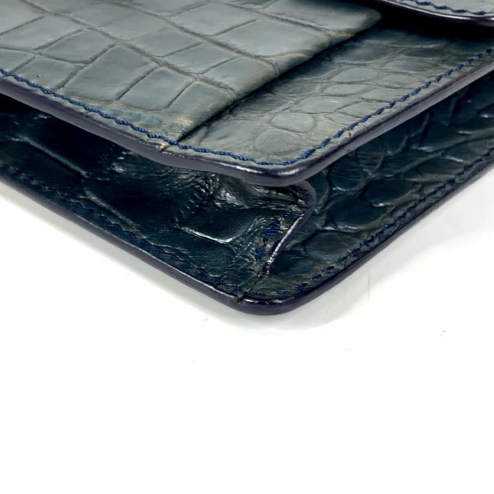 VERSACE logo Bag Clutch Bag with Strap Clutch bag Embossed Leather blue