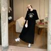 Loose-fitting Large-sized Women's Round-neck Short-sleeved T-shirt Dress, Long Laid-back Style Dress, Knee-length Sleeping Dress