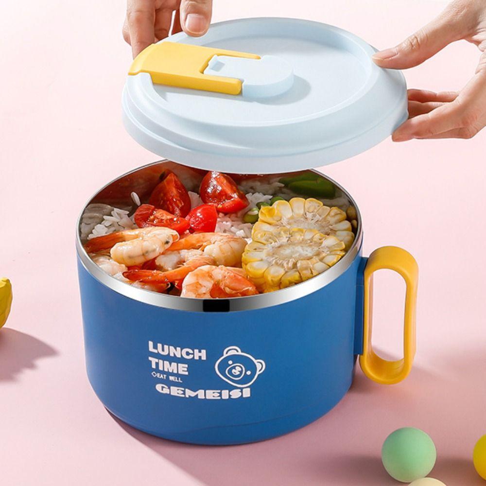 1300ML 304 Stainless Steel Instant Noodle Bowl Leakproof Udon Soup Bowl For Students, Office