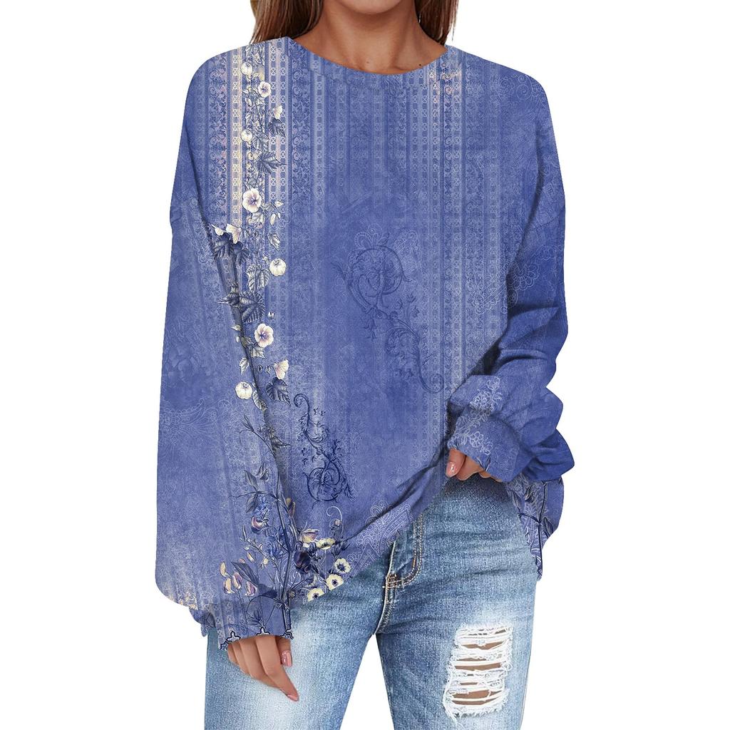 Oversized Sweatshirt For Women Crewneck Printing Long Sleeve Shirts Sweatshirt