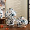 Антикварная ваза из сине-белого фарфора с премиальным ощущением, новая китайская стильная гостиная, большое украшение для цветочной композиции