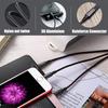 3 In 1 USB Type C Cable Phone Charge Cable Nylon Braided Universal Charging Cord For Iphone 16 15 14 13 12 Pro Max Xiaomi Huawei