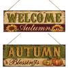 1pc Rustic Wooden Welcome Sign Festive Fall Sunflowers And Maple Leaf Pumpkin Hanging Wall Art 3D Garden Door Home Party Decor F