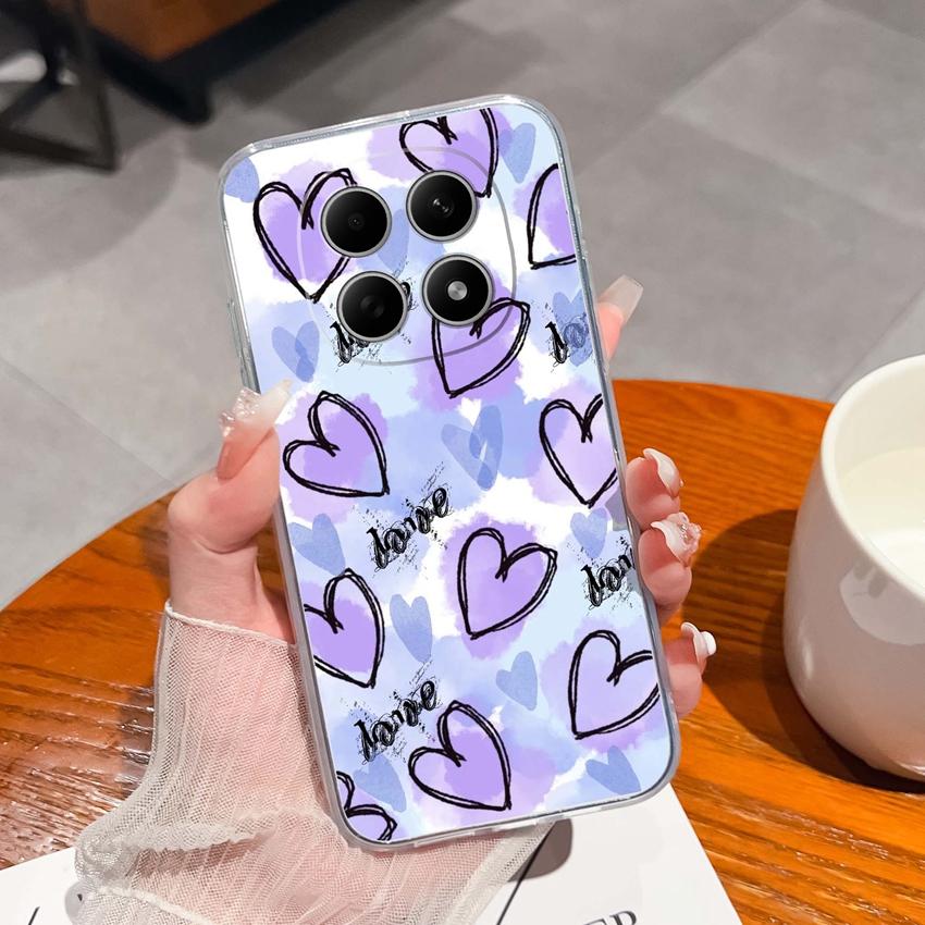 Подходит для Redmi Note 15 14 Pro 14S 15 15C A5 A1 Популярный Креативный Чехол для Телефона с Буквами и Узорами Прозрачный Силиконовый Нескользящий Чехол для Корпуса Redmi