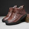 Осень/Зима Мужская Повседневная Кожаная Обувь Британский Стиль Обувь для Вождения Ручная Работа Высокие Ботинки Мокасины Обувь