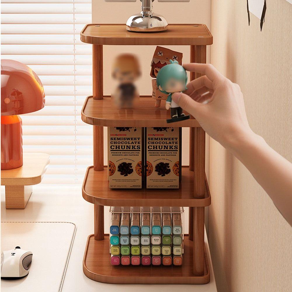 Stackable Desktop Corner Stand Vertical Design Standing Cosmetic Holder Wood Book Shelf Home