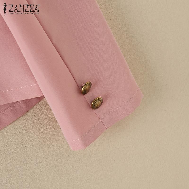 ZANZEA Женский повседневный тонкий кардиган с длинным рукавом и отложным воротником, верхняя одежда