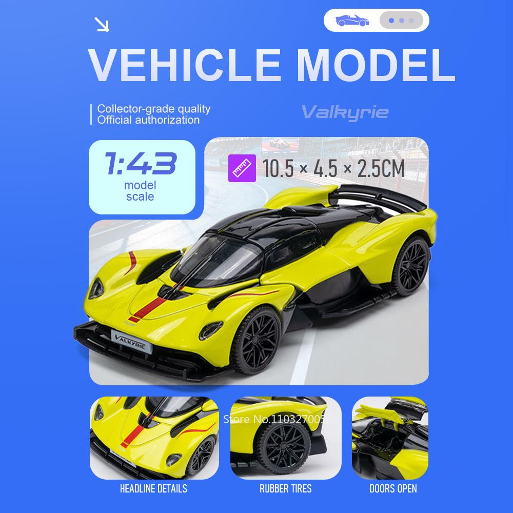 1:43 Валькирия Сплав Спортивный Автомобиль Модель Литье под Давлением Миниатюрная Игрушка Двери Открываются Резиновые Шины Металлический Кузов Автомобиль Подарок на День Рождения для Детей
