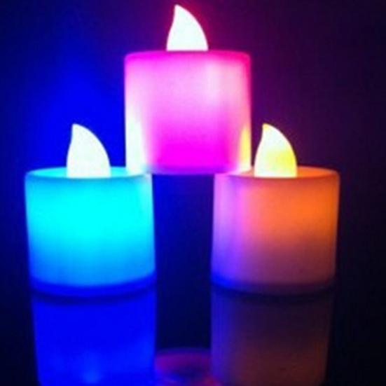 Свеча многоразового использования с питанием от многоцветной батареи, светодиодная беспламенная свеча, ночная лампа, декор для вечеринки