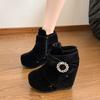 Fashion 2024 Shoes for Women Ankle Women's Boots Platform Rome Boots Women Crystal Buckle Round Toe Side Zip High Wedges Shoes Female
