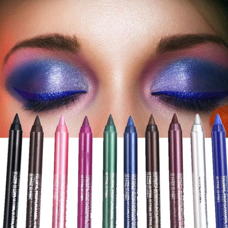 10 Pcs Long Lasting Waterproof Colourful Eyeliner Pencil Pearl Light Eye Shadow Eyeliner Crayon