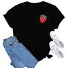 Women's Strawberry Pattern Print Spring and Summer Cotton T-shirt Women's Casual Round Neck Short-sleeved Versatile Top
