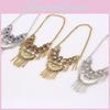 Alloy Vintage Carved Necklace With Embedded Rhinestones Decor Design Tassel