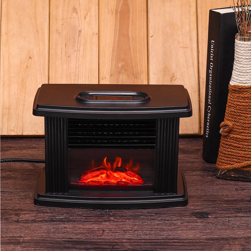 Electric Fireplace Heater Flame Display Mini Tabletop Warmer Simulation Heating Portable Mantelpiece Room Office Heating Winter