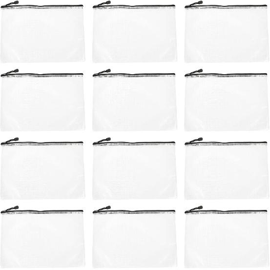 jojofuny 12pcs Stationery Storage Bag Clear Pouches with Zipper Plastic Zip File Folders Education Supplies & Craft Supplies Mini Envelopes Document