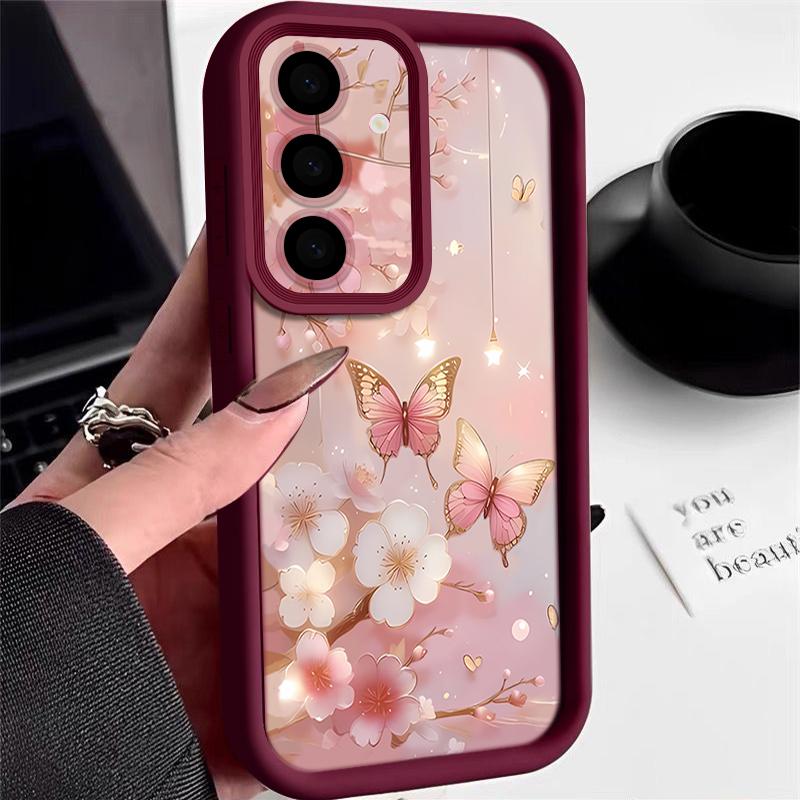Dream Butterfly Floral Pattern Case For Samsung Galaxy A57 A37 A17 A56 A36 A26 A16 5G A55 A35 A15 A54 S21 FE S22 S23 S24 Plus S25 Edge S26 Ultra Cover