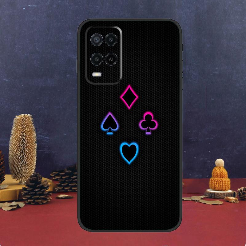 Poker Playing Card Case For OPPO A54 A74 A94 A98 A78 A79 A16 A76 A96 A5 A9 A17 A77 A15 A52 A72 A53 A57S Cover