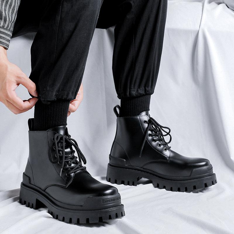 Мужские ботинки мартин летние новые высокие ботинки в британском стиле, ботинки из кожи для локомотивного инструментария на высокой платформе, короткие ботинки 8517-R