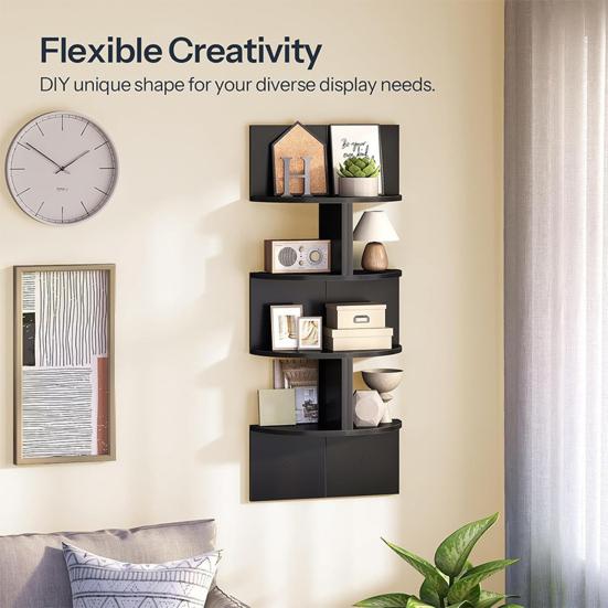 Подвесная угловая полка, настенная, 4-ярусная, 5-ярусная, угловая зигзагообразная полка, радиальная настенная подвесная полка для дома, офиса, гостиной, спальни