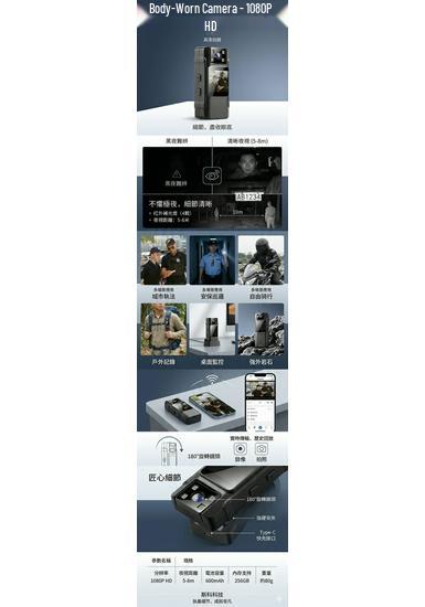 HD WiFi Law Enforcement Recorder with Screen & Clip Camera for Security Patrol