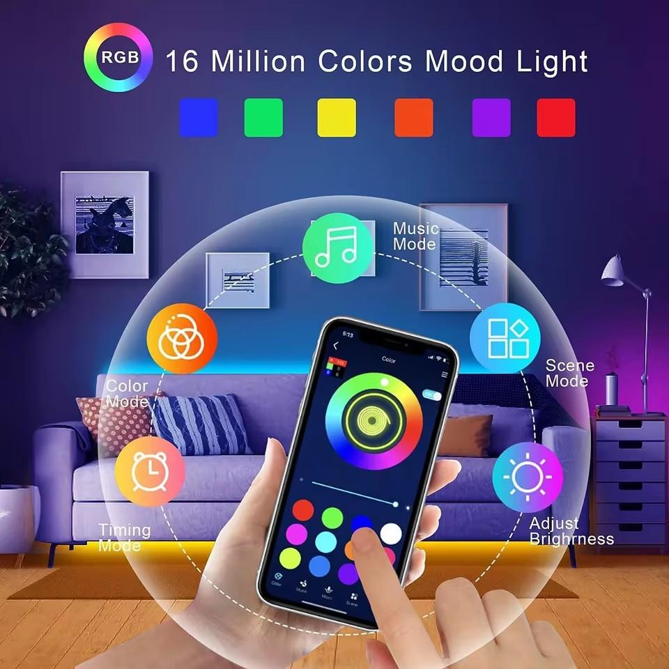 40M/131Ft Led Strip Lights Music Sync RGB Led Light Flexible Ribbon Lus Led Tape APP Remote Control Light for Room Decoration