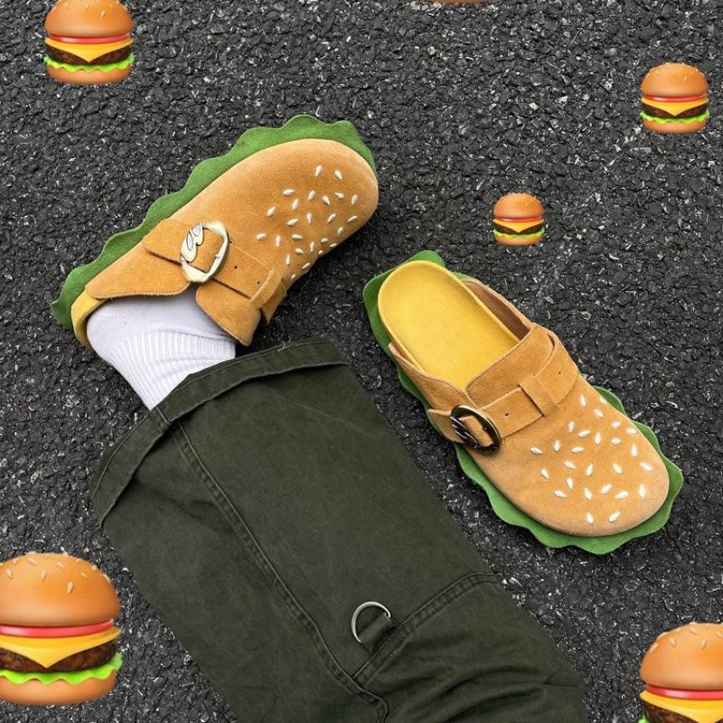 2025 лето новые туфли burger boken на платформе кожаная сумка головной убор полудраг пара мужская и женская обувь boken тренд