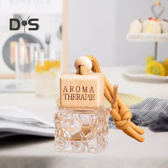 2 шт., 8 мл, прозрачная маленькая квадратная бутылка, автомобильный флакон для духов, регулируемая длина, аромат, пустая бутылка, подвеска, аромат для интерьера