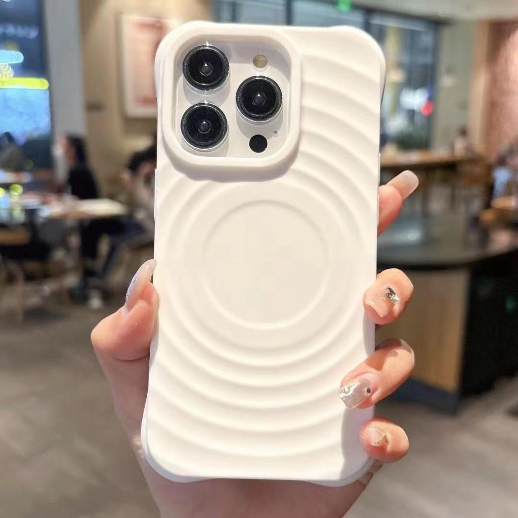 Магнитный чехол для телефона с круглым узором, противоударный, для iPhone 11 до 17 Pro Max