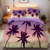 Seaside Coconut Trees Single Duvet Cover Set, Microfiber Bedding Set with Zipper Closure and 1/2 Pillowcases, for Boys and Girls