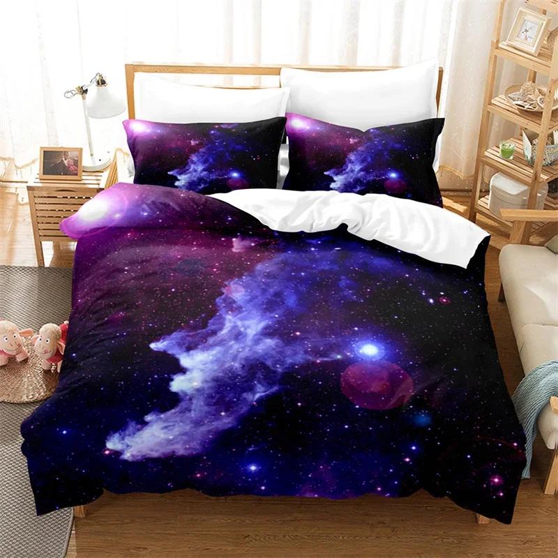 Starry Sky Duvet Cover Boundless Abstract Galaxy Bedding Set Microfiber Space Universe Star Quilt Cover Twin Queen For Kids Teen