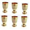 Pure Brass Glass Tumbler with Goblet Design - 350 Ml, Embossed, Drinking and Serving Water, Yoga and Ayurveda, 6 Piece