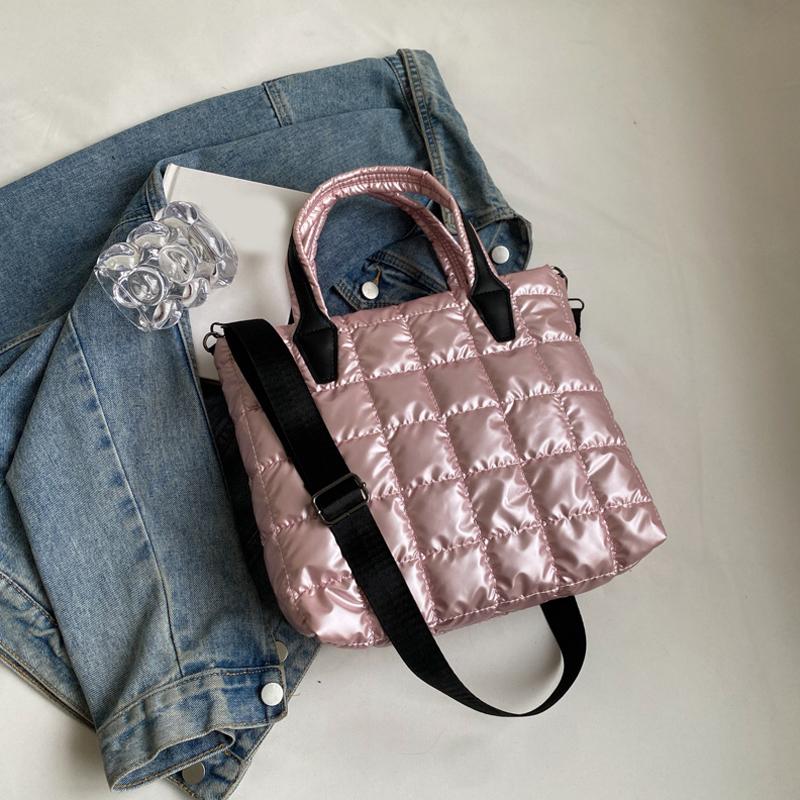 Стеганая стеганая сумка-тоут из нейлона однотонная сумка-сатчел пуховик сумка через плечо женские сумки на плечо женская большая вместительная сумка CLE