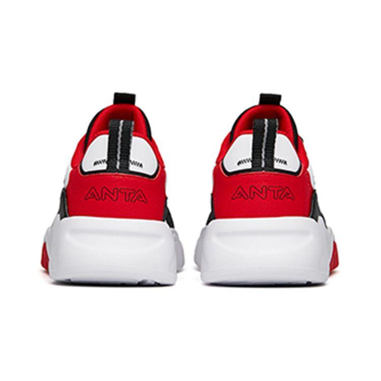 Anta Kids Non-Slip Wear-Resistant Shock Absorbing Low-Top Skate Shoes Kids Sneakers Black White Red A312218002-3