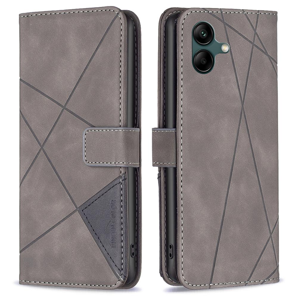 BINFEN COLOR For Samsung Galaxy F06 5G/M06 5G Phone Cases Wallet Stand Geometry Imprinted Leather Cover