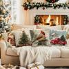 4 Pcs Retro Style Christmas Single-Sided Printed Pillowcase Cushion Cover,Suitable For Living Room,Bedroom,Car Decoration