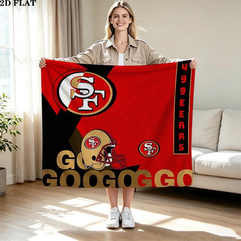 San Francisco 49ers Print Flannel Blanket High Quality Warm Comfortable Cover for All Seasons Perfect for Gifts Home Decor