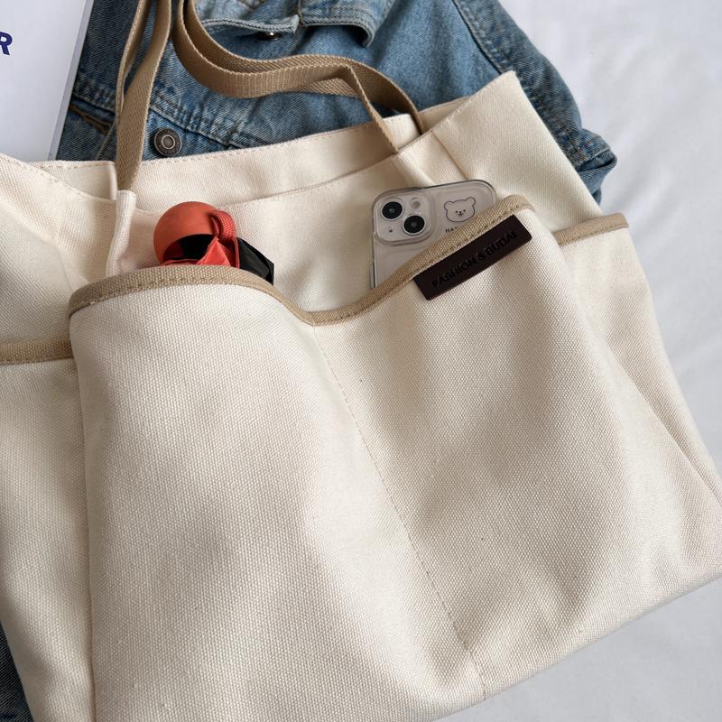 Большая вместительная холщовая сумка-тоут, женская сумка, студенческая сумка через плечо для студентов колледжа