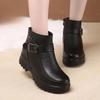 2026 Winter New Leather Boots Woman's Gaobang Flat Bottom Shoes Trend Warm Cotton Shoes Soft Bottom Non-slip Wool Women Boots