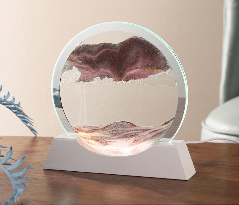 Песочный пейзаж Движущаяся песочная картина Настольная лампа 3D Песочные часы Текучий песок Песочная живопись Офисный стол Домашний декор Подарки