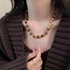 Micro-Paved Zircon Tiger's Eye Sweater Chain Necklace - Light Luxury Retro Style for Women