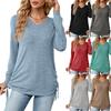 Осенние и зимние женские топы. Длинные повседневные футболки. Женские универсальные свободные футболки с v-образным вырезом и длинными рукавами.