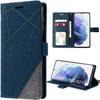 Case for Samsung Galaxy S21 Navy Blue Shockproof with Bill Storage Soft PU Leather