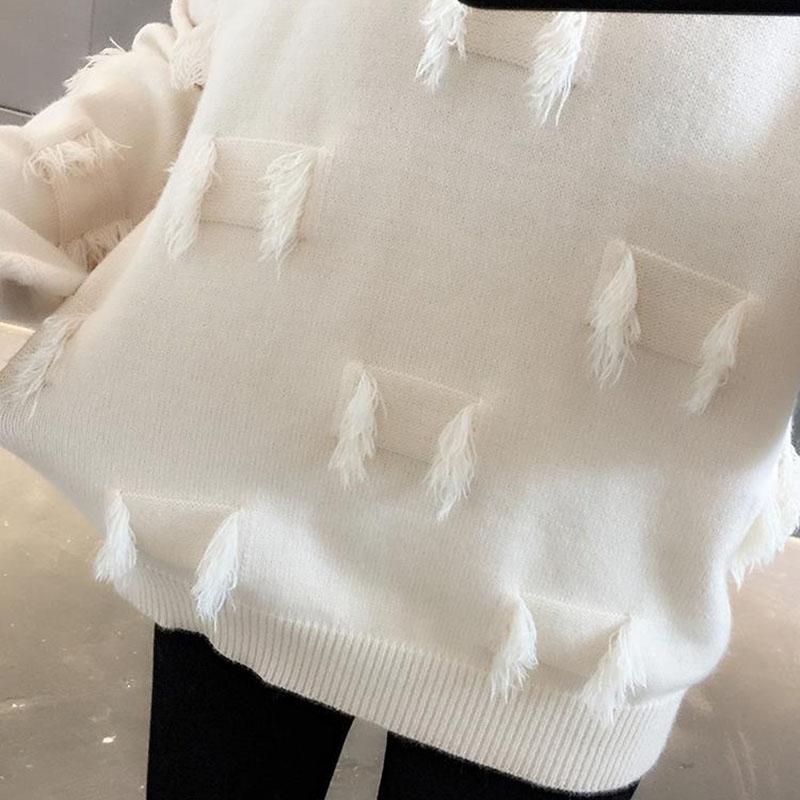 Маленький свежий пуловер, женский осенне-зимний свитер, новый стиль, свободный вязаный свитер в студенческом стиле с половиной высокого воротника