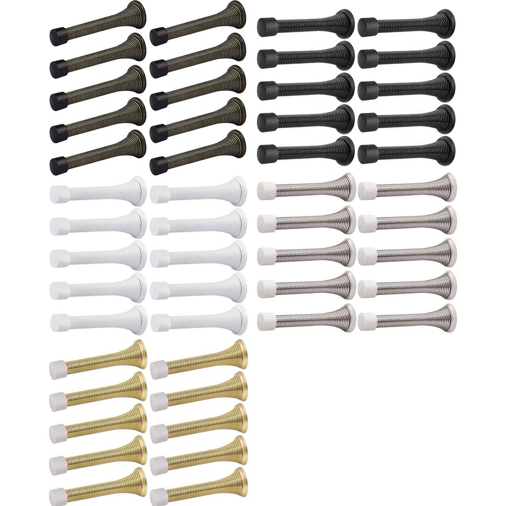 10Pcs Wall Mounted Spring Door Stops with Rubber Bumper Tips Flexible Heavy Duty Spring Door Stopper Door Bumper