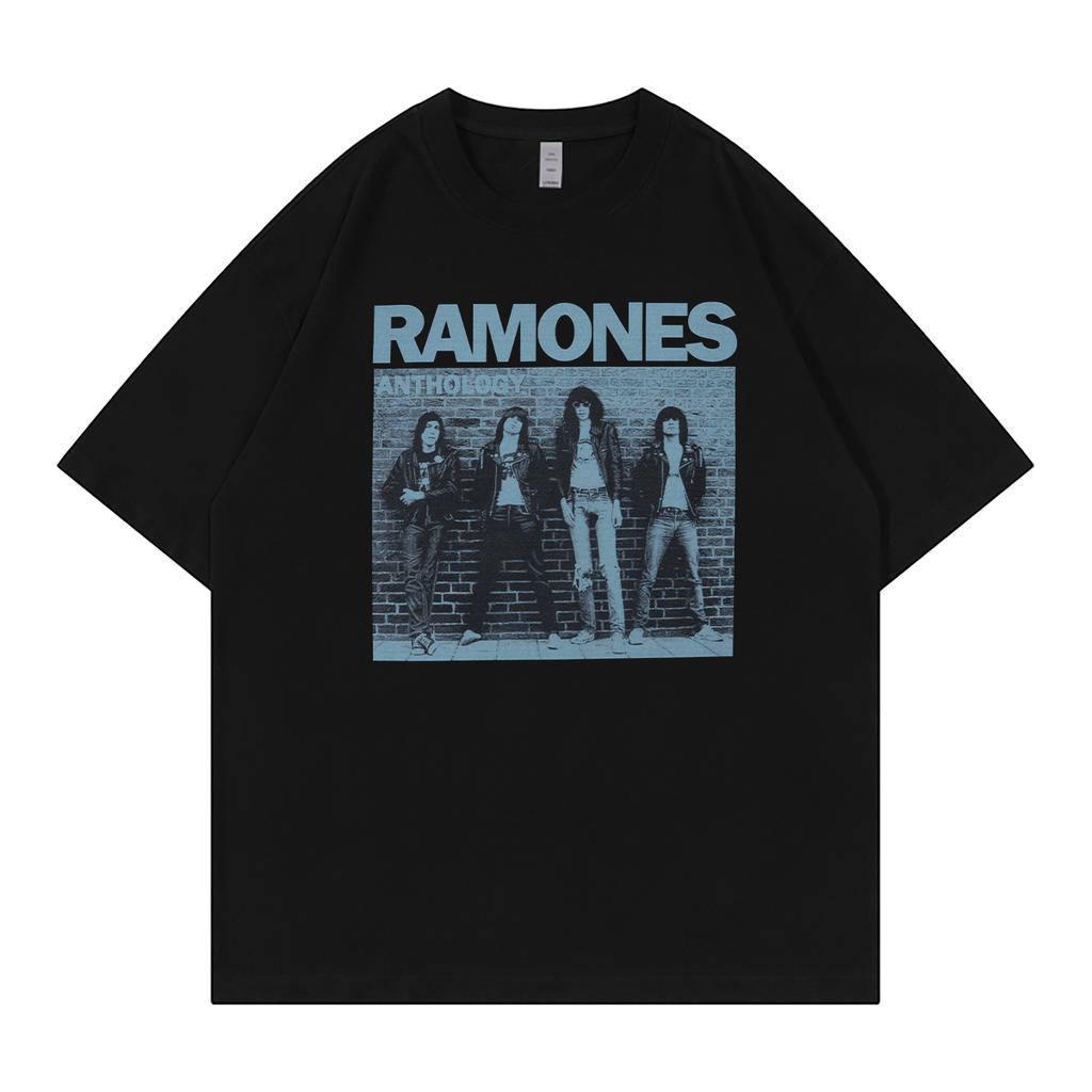 2025 Ramones Американский уличный панк Хлопковая рок-футболка с коротким рукавом Высокое качество Роскошный бренд Продажа Популярный стиль Ins Y2k